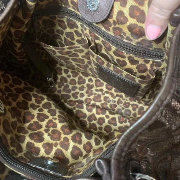 Brighton Retired Valencia Floral Embroidered
Metallic Brown Leather Bag - Picture 6 of 12